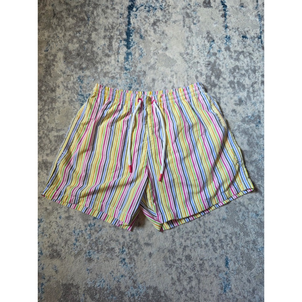 Zara Men's Medium Colorful Striped 4" inseam Bathing Suit Swimwear Resort Wear